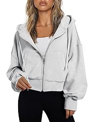 Trendy Queen Hoodies for Women Full Zip Up Cropped