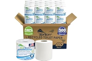 SONEAT 2-Ply Toilet Paper Bulk | Septic safe toilet paper | 40,000 Soft Sheets | 80 Rolls x 500 Sheets Each | Recycled Fiber & Strong Bath Tissue Mega Pack for Home & Commercial Use | Made In USA