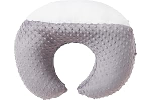 DONOMILO Nursing Pillow and Positioner Breastfeeding and Bottle Feeding, Propping Baby, Tummy Time, Sitting Support, with Removable polyester Cover, Minky dots fabric, for Baby Boy Baby Girl (Rose Gray)