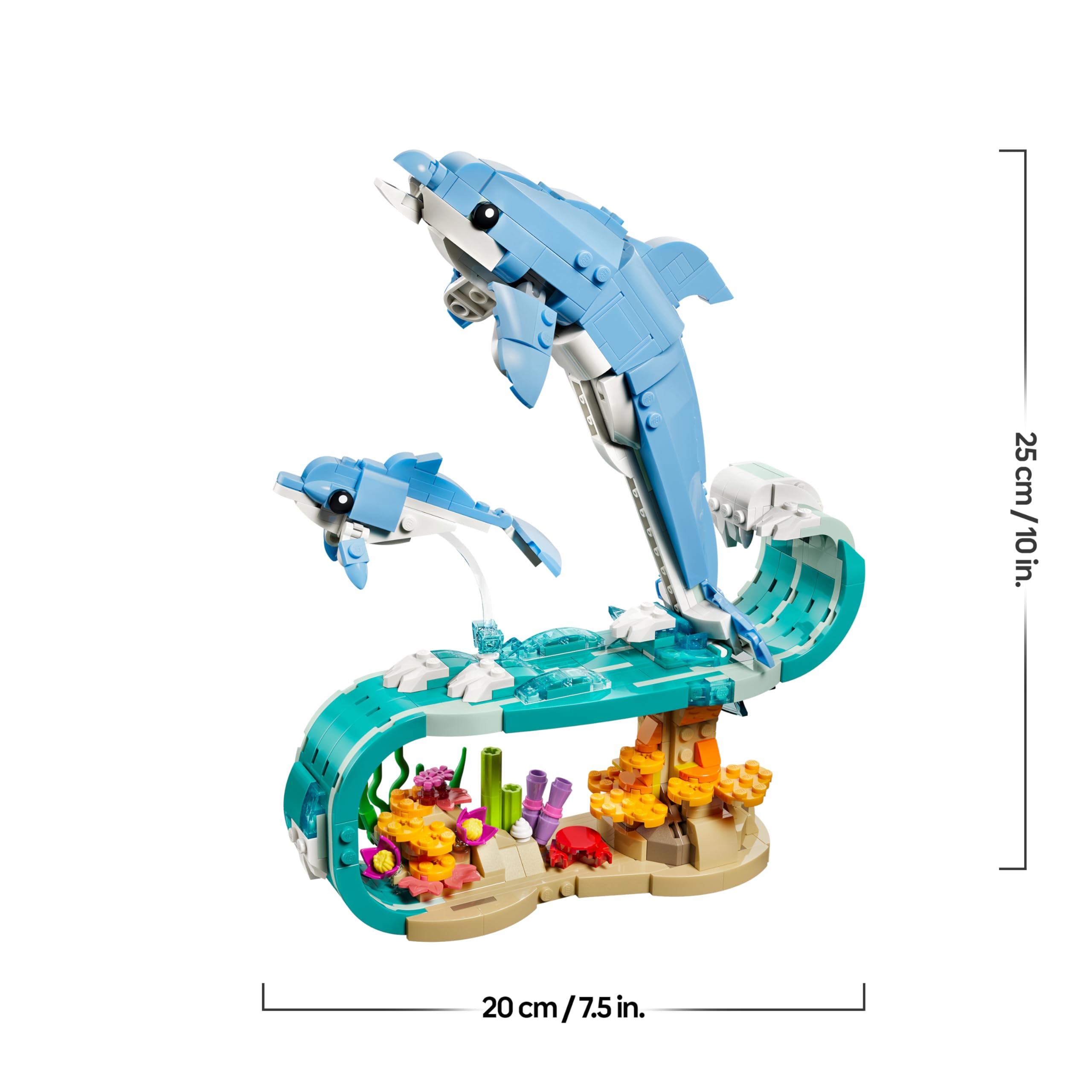 LEGO Creator 3-in-1-Set Meerestiere: Wunderschöne Delfine - Tierfiguren - Set mit 3 Optionen: Delfine, Seepferdchen & Krabbe - Spielzeug für Kinder ab 9 Jahren - Geschenk für Mädchen & Jungen - 31385 8