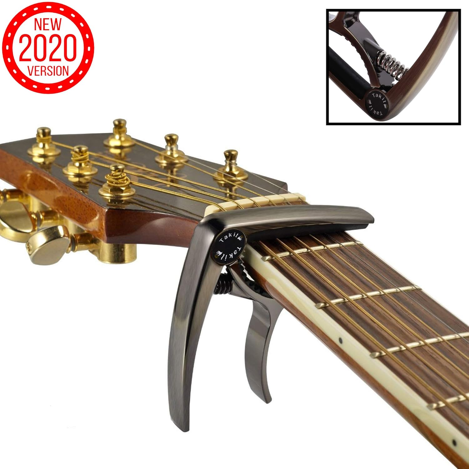 TAKIT Capotasto Per Chitarra Acustica O Elettrica GARANZIA A VITA Anche Per Ukulele, Banjo E