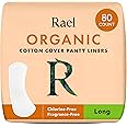 Rael Panty Liners for Women, Organic Cotton Cover - Long Pantiliners, Light Absorbency, Unscented, Chlorine Free (Long, 80 Count)