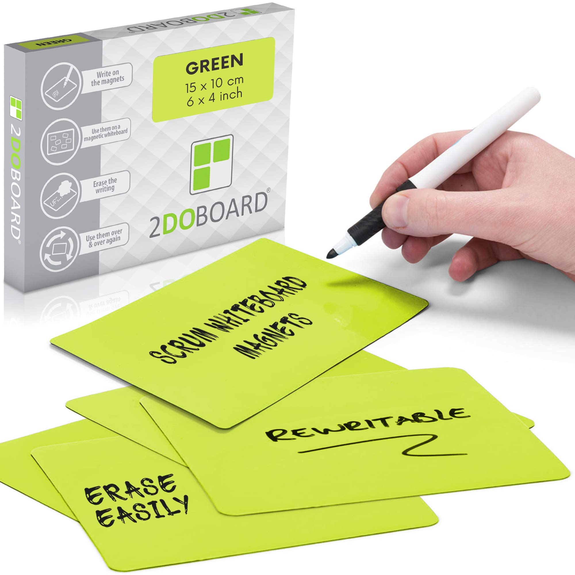 Magnetic Notes or Magnetic Sticky Notes 6 x 4 Inch - Green - Set of 25 Pieces - Easy to Clean and Reuse