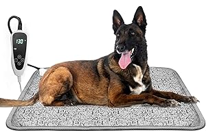 GOLOPET Large Dog Heating Pad for Dogs 34x21inches Waterproof Pet Heating Pad Smart Thermostat Switch, Whelping Supplies Heated Dog Bed, Add Chew-Resistant Steel Cord Puppy Heating Pad Mat-Letter