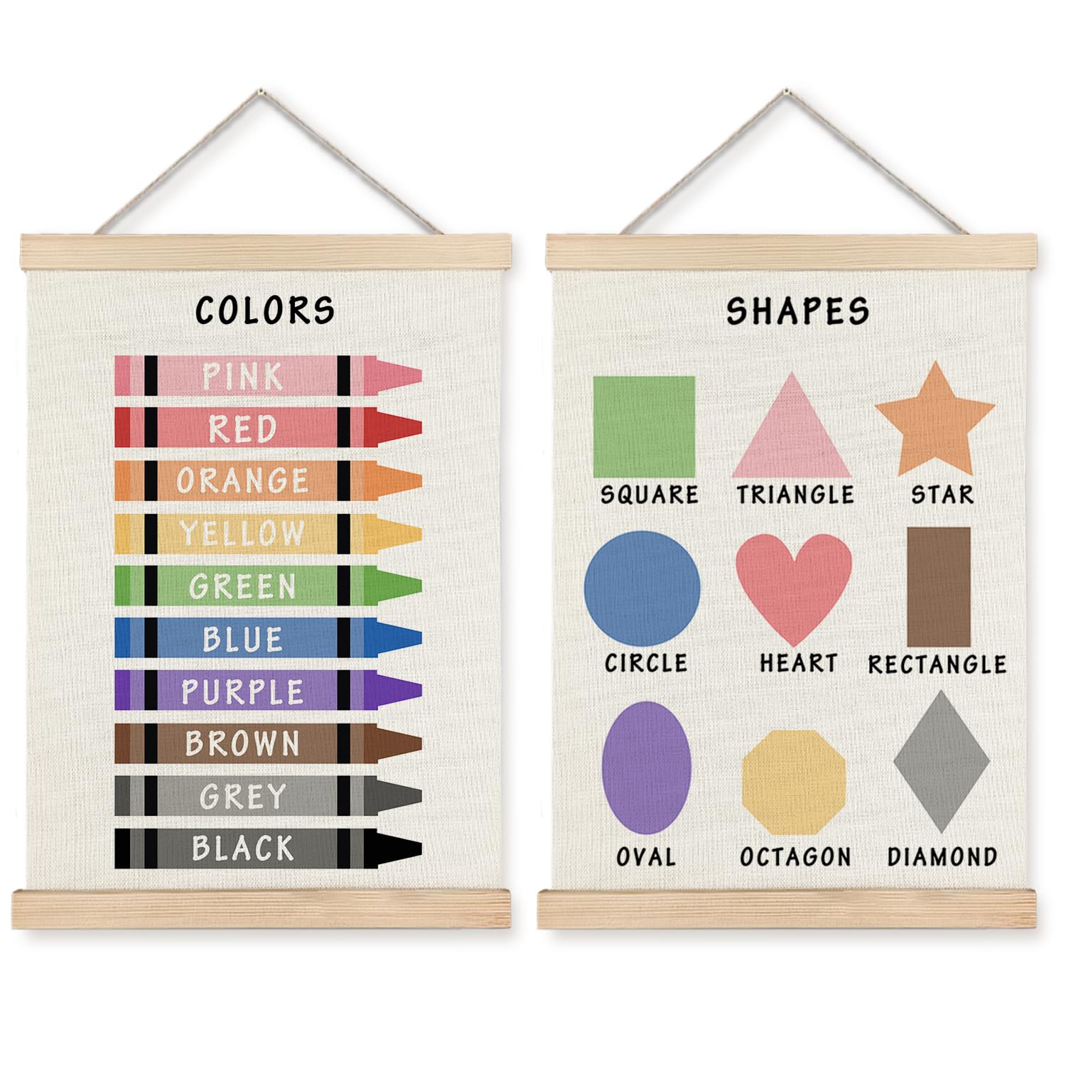 Supwhd Shapes Colors Posters for Classroom Wall, Shapes Colors Learning ...