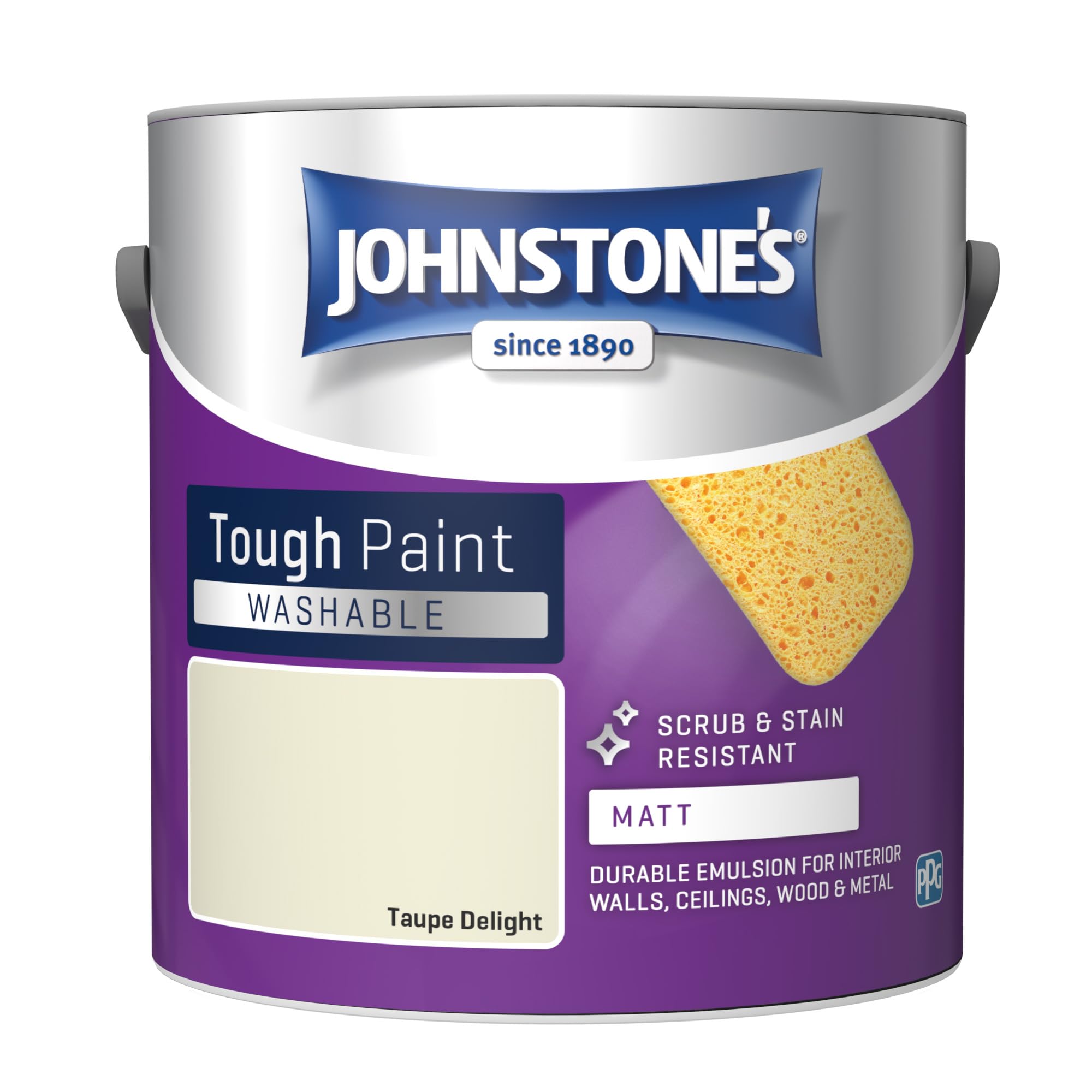 Johnstone's - Washable Paint - Taupe Delight - Matt Finish - Emulsion Paint - Highly Durable - Stain Resistant - Non Toxic & Low Odour - 12m2 Coverage per Litre - 2.5L