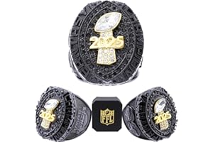 noblehead Fantasy Football Ring 2025 With Box | Heavy FFL Championship Ring | Gold Silver Tone Plated Award Trophy for Fantasy Football League Winner