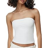 AJISAI Womens Double Lined Tube Tops Crop Going Out Tops Strapless Tank Summer Top 2026