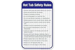 SIGO SIGNS Hot Tub Safety Rules Sign, Pool Sign, 12x18 Inches, 3M EGP Reflective 0.63 Aluminum, Fade Resistant, Easy Mounting, Indoor/Outdoor Use, Made in USA