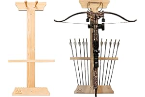 Rush Creek Creations | Wall Mounted Bow and Arrow Display Rack for Hunting and Archery Accessories | Real Tree Crossbow Holder and 10-Arrow Storage | Bow Hanger for 1 Big Crossbow with Arrow Holders
