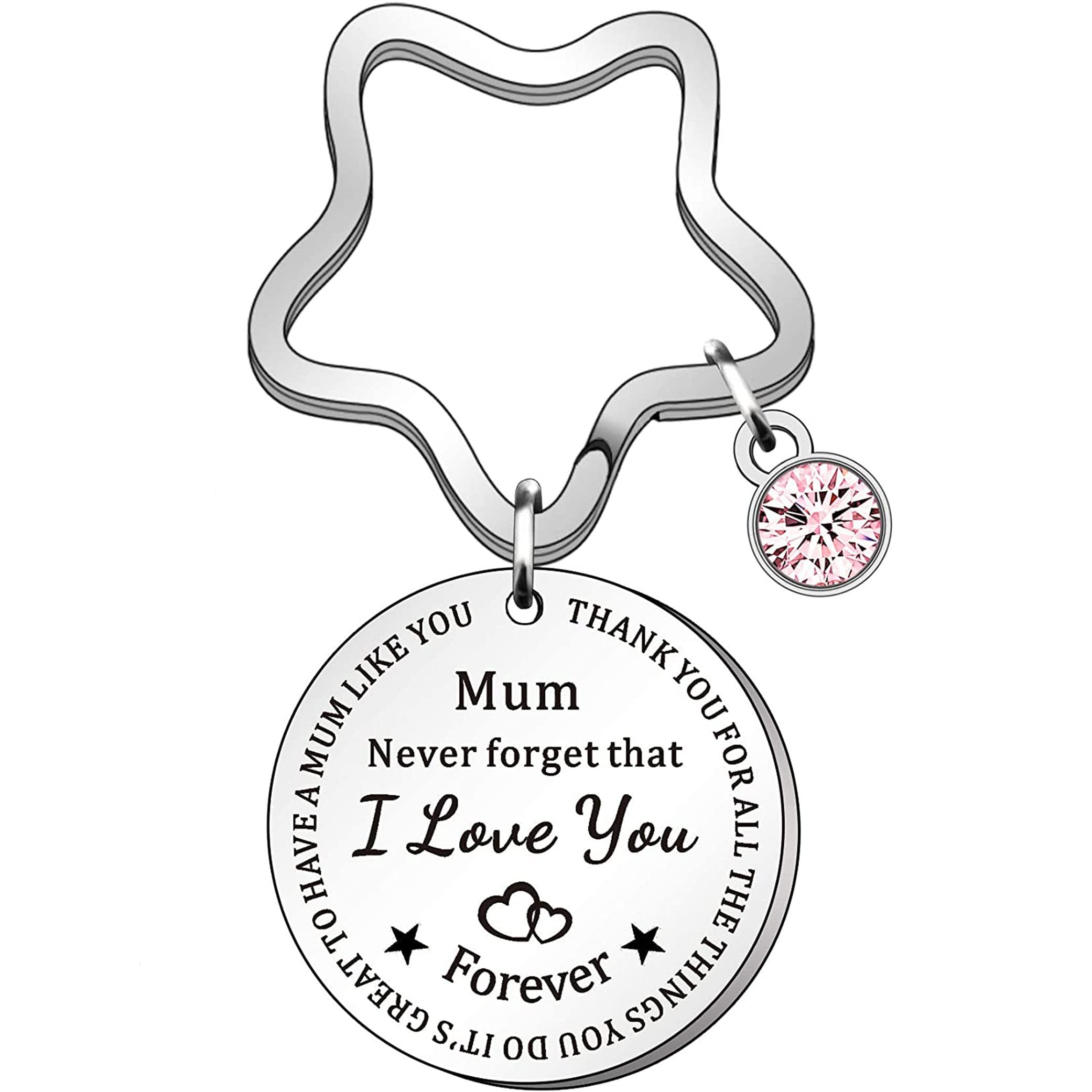 HULALA Mum Keyring From Daughter Son Never Forget That I Love You Mom Mummy Mothers Birthday Christmas Gifts Women Keychain Engraved Thanks For All The Things You Do