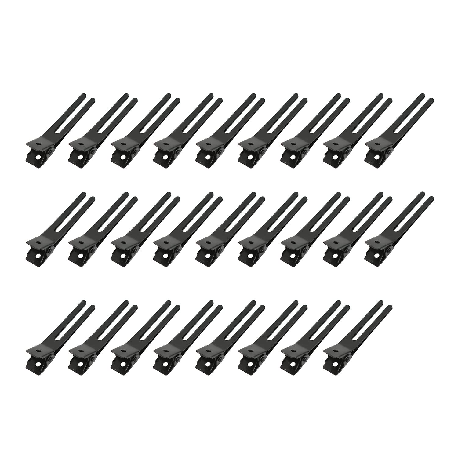 26 Pcs 1.8 Inches Hairdressing Double Prong Curl Clips Metal Alligator Hair Clips for Salon Styling (Black)