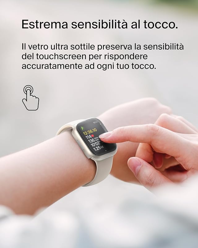 TemperedCurve Proteggi Schermo per Apple Watch Series 8 con Copertura da Bordo a Bordo e Bumper Protettivo, Pellicola per Schermo in Vetro Temprato, Accessori per Apple Watch, Trasparente