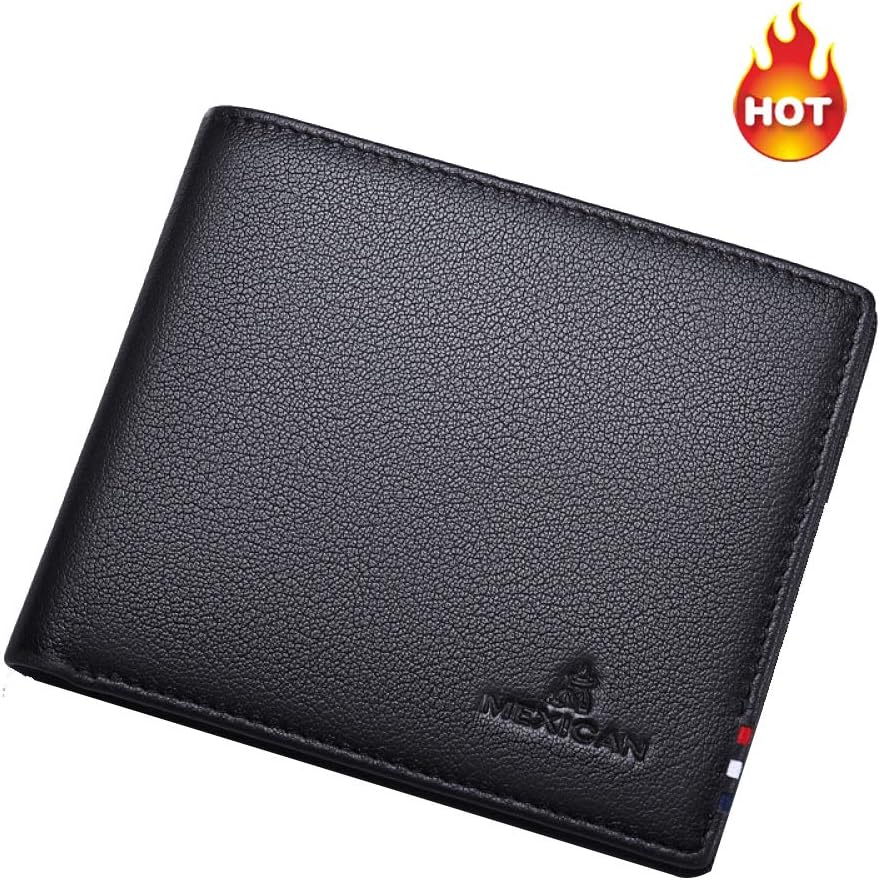 WALLPU Cartera Corta De Cuero para Hombres Titular De Tarjeta De