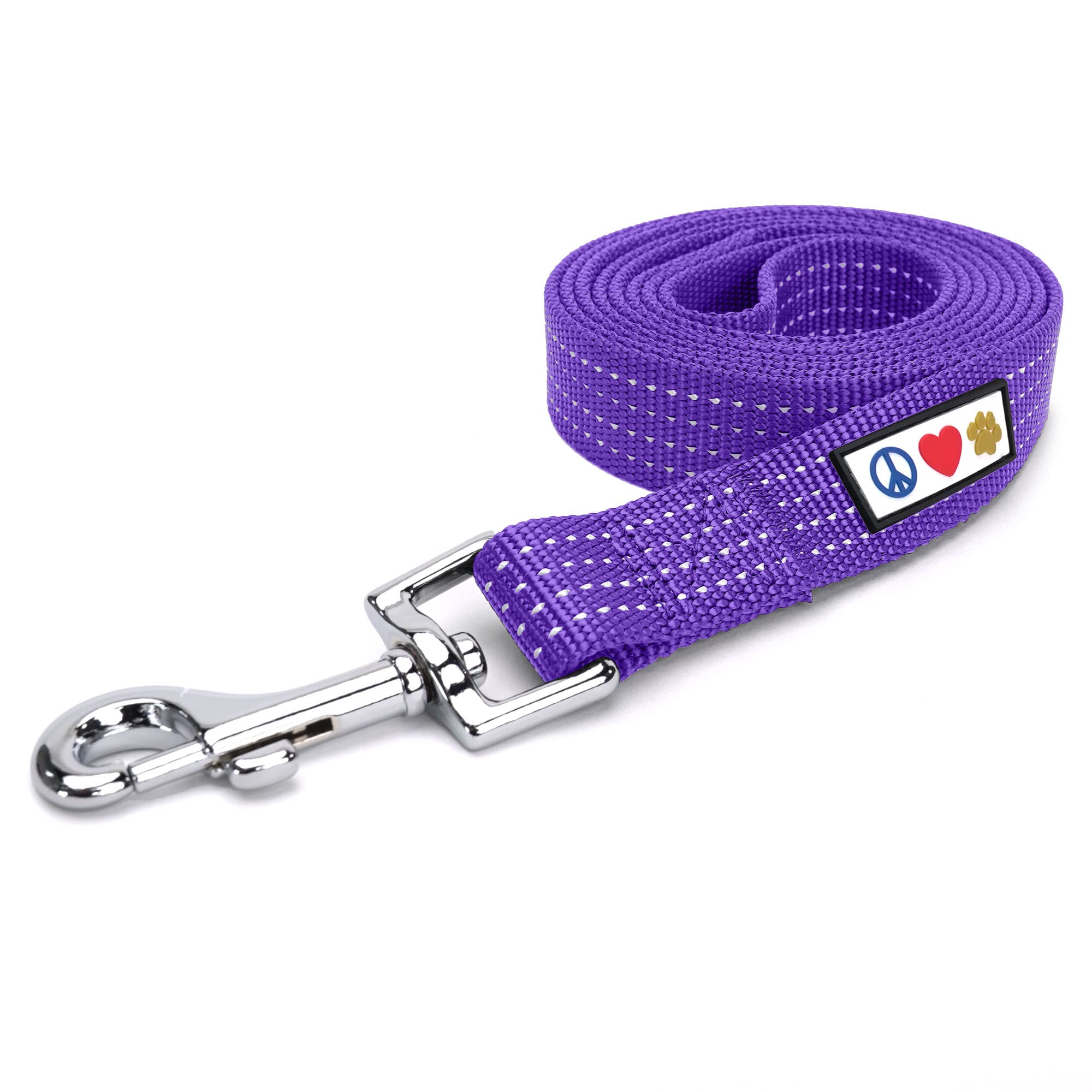 Pawtitas Dog Lead for Small Dogs, 1.8m Long, Purple, Reflective