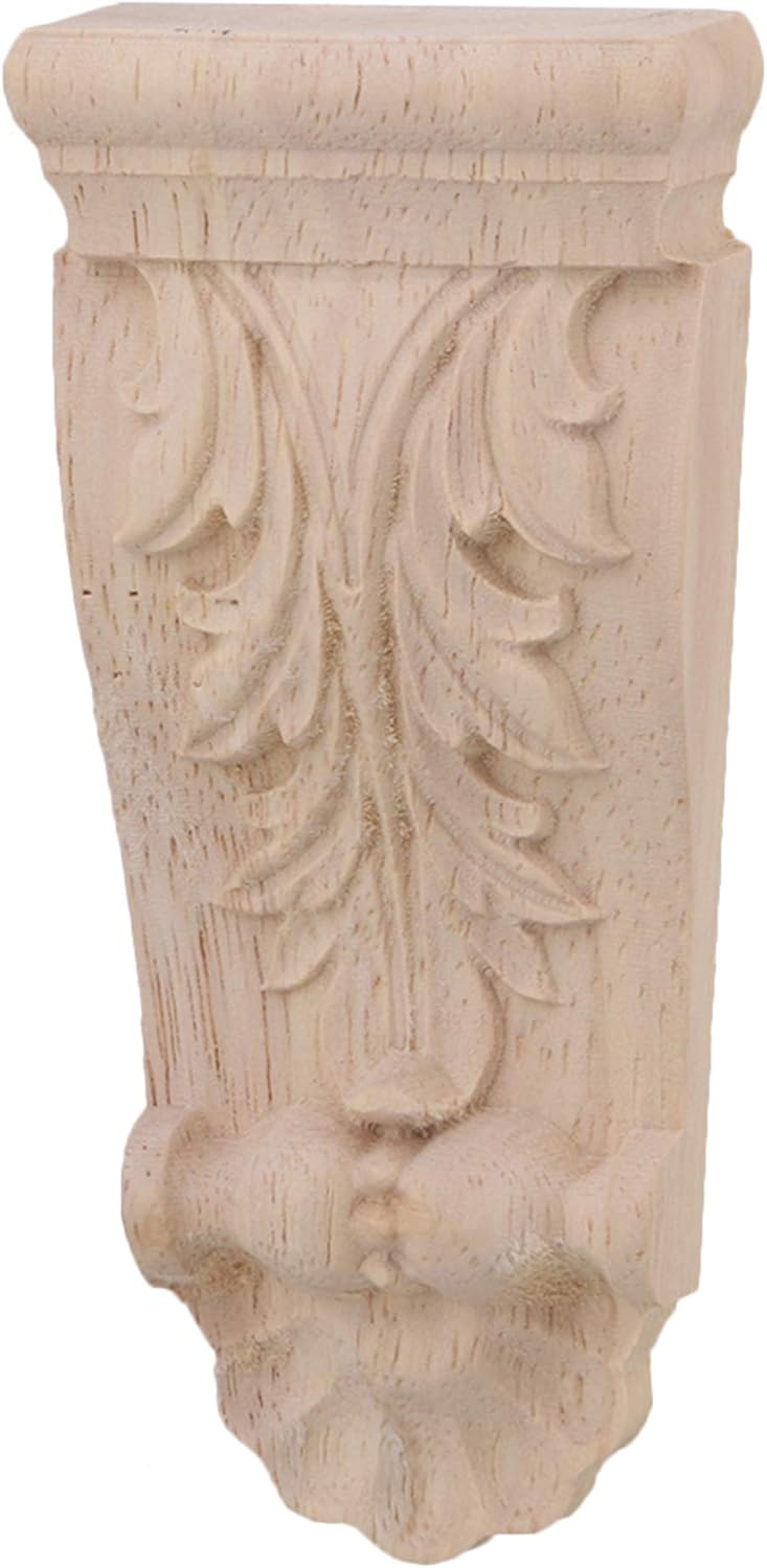 Yibuy European Door Decor Wood Unfinish Carved Corner Onlay 10x5x1.7 CM Wood Color Pack of 4, 10x4.5x1.7cm/3.94x1.77x0.67 inch(LxWxT) - Image 3