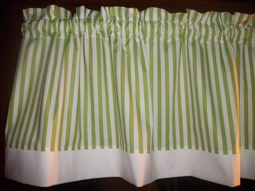 Amazon Com Lime Green White Striped Fabric Window Topper Curtain