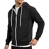 Ohoo Mens Slim Fit Long Sleeve Lightweight Zip-up Hoodie Mixed Waffle Knit with Kangaroo Pocket
