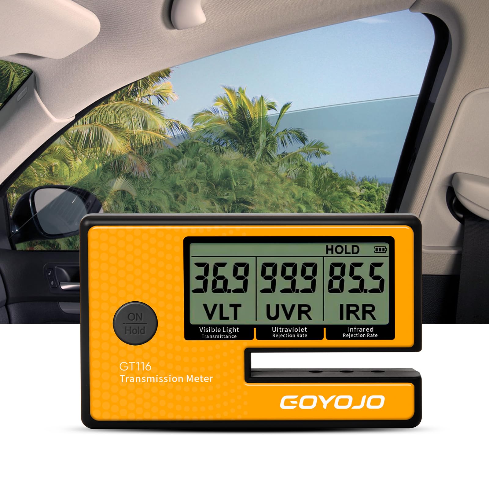 Photo 1 of Labs Tint Meter Works on Side Windows, Digital Tint Solar Film Car Transmission Meter with Automatic Calibration, 3-in-1 Solar Film Meter VL UV IR Detection, for Automotive Window Tint Shop Stay Legal