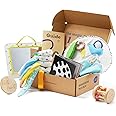 Tiny Land Montessori Baby Toy Set 0-3 Months Newborn Development Sensory Play Kit - 5-in-1 Mirror, Black & White Card Set, Rolling Bell, Play Mat, and Bed Wrap