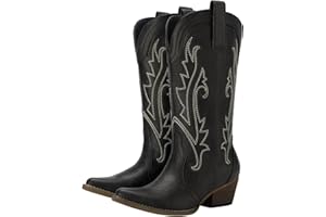 HISEA Rollda Cowboy Boots Women Western Boots Cowgirl Boots Ladies Pointy Toe Fashion Boots