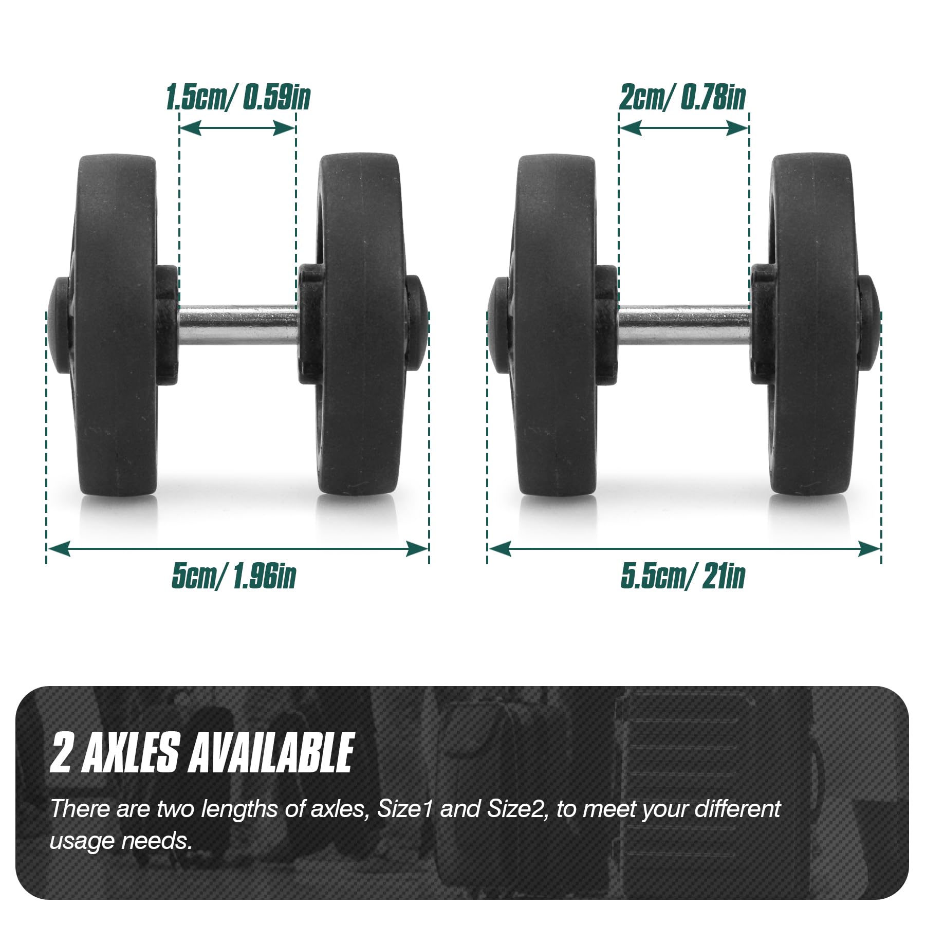 Zoofen 8 Pcs Luggage Replacement Wheels 50 x 11mm Double Luggage Wheels Rubber Suitcase Replacement Casters(Black)