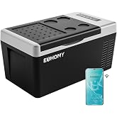 EUHOMY 19QT 12 Volt Refrigerator, -4℉~68℉ Electric Cooler for Car | No Ice Needed, 12V&amp;100-240V, Compressor Cooling, ECO/MAX Modes, 3-Level Battery Protection, Truck/Travel/Home Use,Low Noise