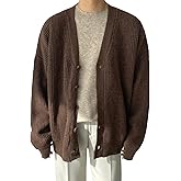 Floerns Men's Casual Long Sleeve Button Front V Neck Rib Knit Cardigan Sweaters