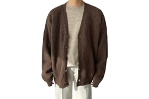 Floerns Men's Casual Long Sleeve Button Front V Neck Rib Knit Cardigan Sweaters