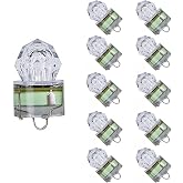 LED Fishing Light Underwater Deep Drop Lights Waterproof Diamond Tubular Underwater Fishing Lure Light Attractants for Tuna Swordfish, 10 Pack