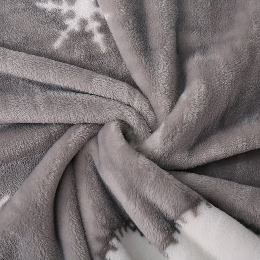 MYLUNE HOME Faux Fur Mink Fleece Blanket Throws Quilt with Snowflakes Pattern for Bedroom Living Rooms Sofa Full/Queen/King Size