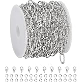 SMYHTGLIF 5 Meters Stainless Steel Oval Jewelry Chain Embossed Soldered Chain for Jewelry Making DIY Craft Chain Spool Jewelry Findings