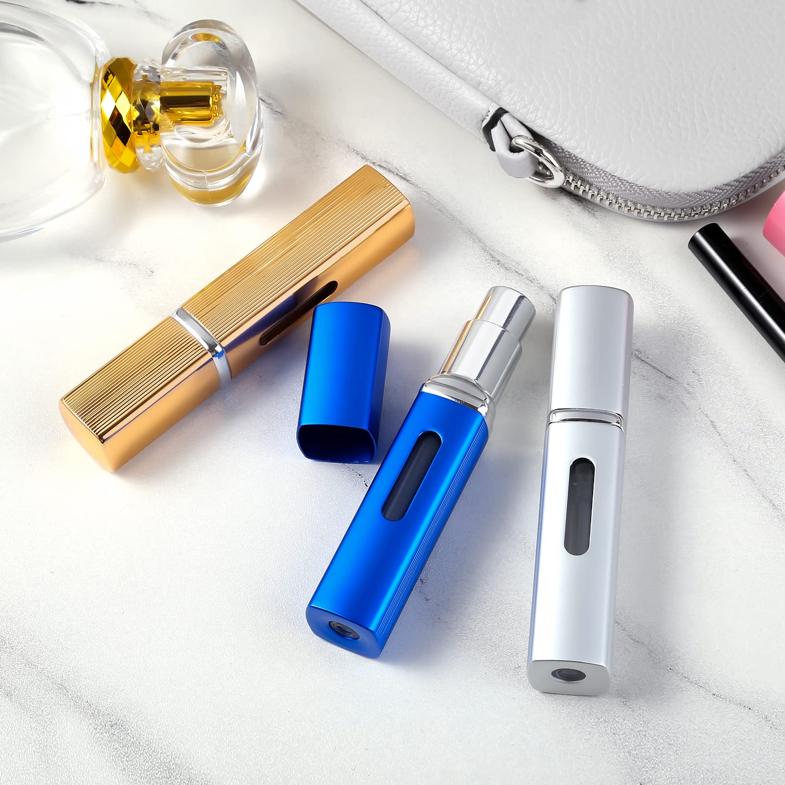 YOCASII 8ml Travel Perfume Atomizer Refillable, 3pcs Square Cologne Bottle Refillable, Travel Size Empty Spray Bottles Perfume Atomizer