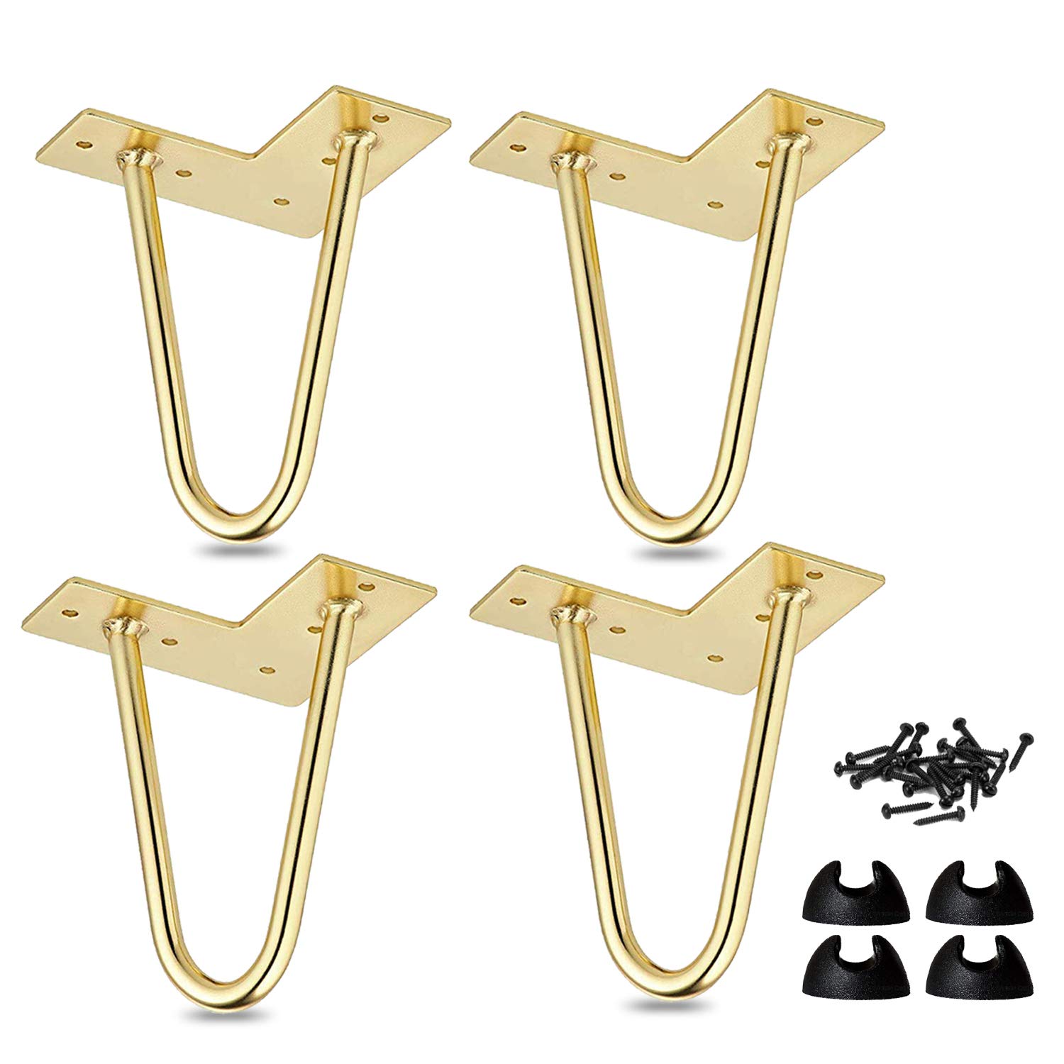 La Vane 6 inch Hairpin Table Legs (4-Pack), 15cm Mid-Century Modern Metal Furniture Legs for Coffee Table, Desk, Cabinet, TV Stand, Bench - with Screws & Floor Protectors