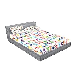 Ambesonne Colorful Fitted Sheet & Pillow Sham