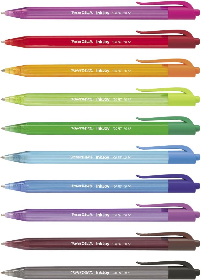 Paper Mate InkJoy 100RT Retractable Ballpoint Pens, Medium Point, Assorted, 20 Pack (1951396) : Office Products