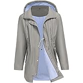 Zcfire Women Rain Jacket Waterproof Long Hooded Windbreaker Lined Lightweight Outdoor Hiking Raincoat Trench Coats S-XXL