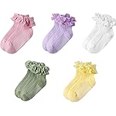 ObkuJehc Toddler Girl Socks Toddler Ruffle Sock Girls 2t-3t Baby Infant Dress Lace White Frilly Ruffle Socks for Girls