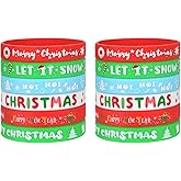 JUNEBRUSHS 24Pcs Christmas Silicone Bracelets, Rubber Wristbands Christmas Party Favors for Kids Decorations for Xmas Stocking Stuffers Wrist Band Accessories Gifts Supplies
