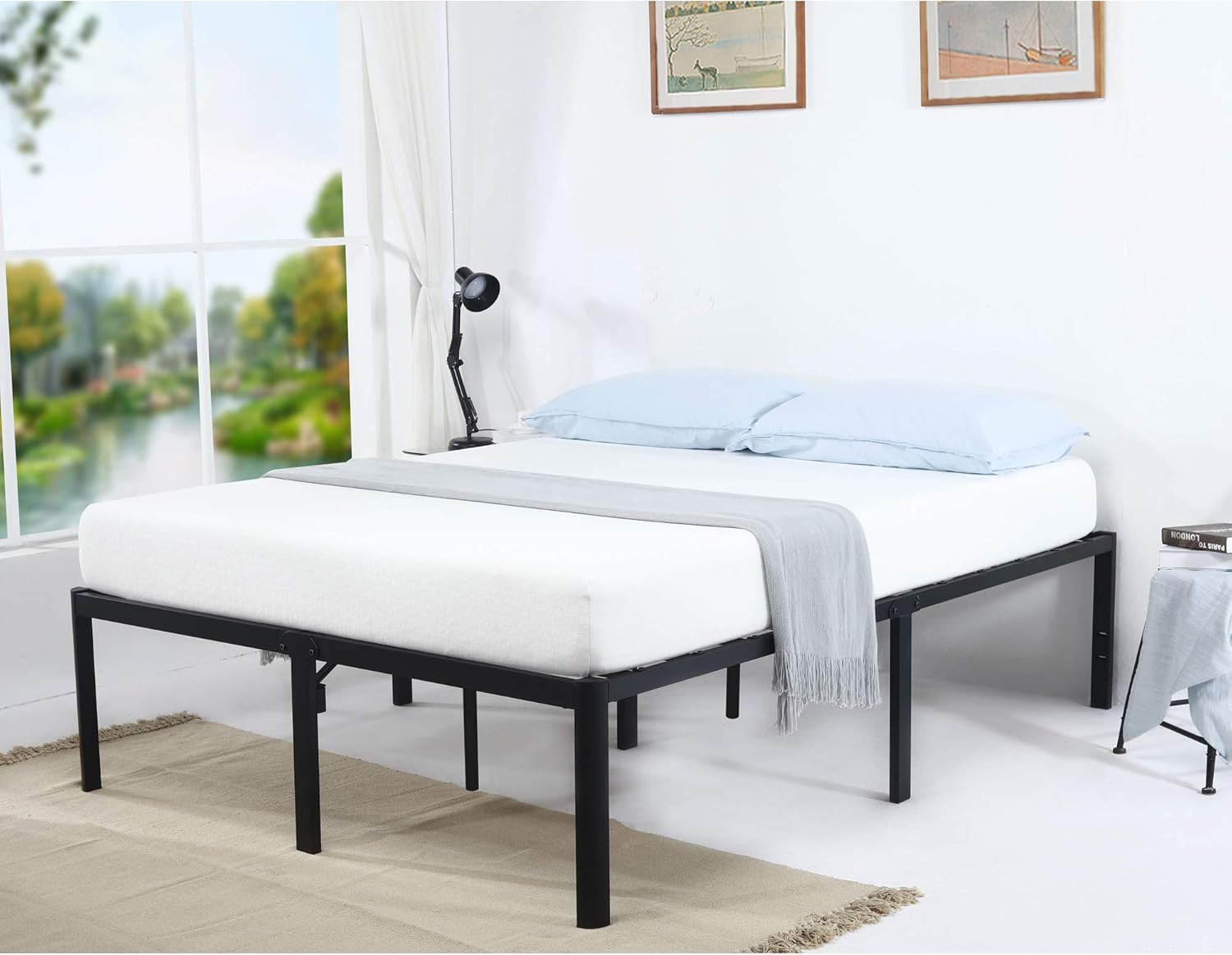 V&LX 18 Inch Tall V1406 UP-Support Deluxe Metal Slat Bed Frame (Queen)