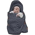 XMWEALTHY Newborn Baby Wrap Swaddle Blanket Knit Sleeping Bag Receiving Blankets Stroller Wrap for Baby(Black Grey) (0-6 Month)