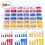 Nilight 540PCS Quick Disconnect Electrical Insulated Butt Bullet Spade Fork Ring Solderless Crimp Terminals 22-16/16-14/12-10