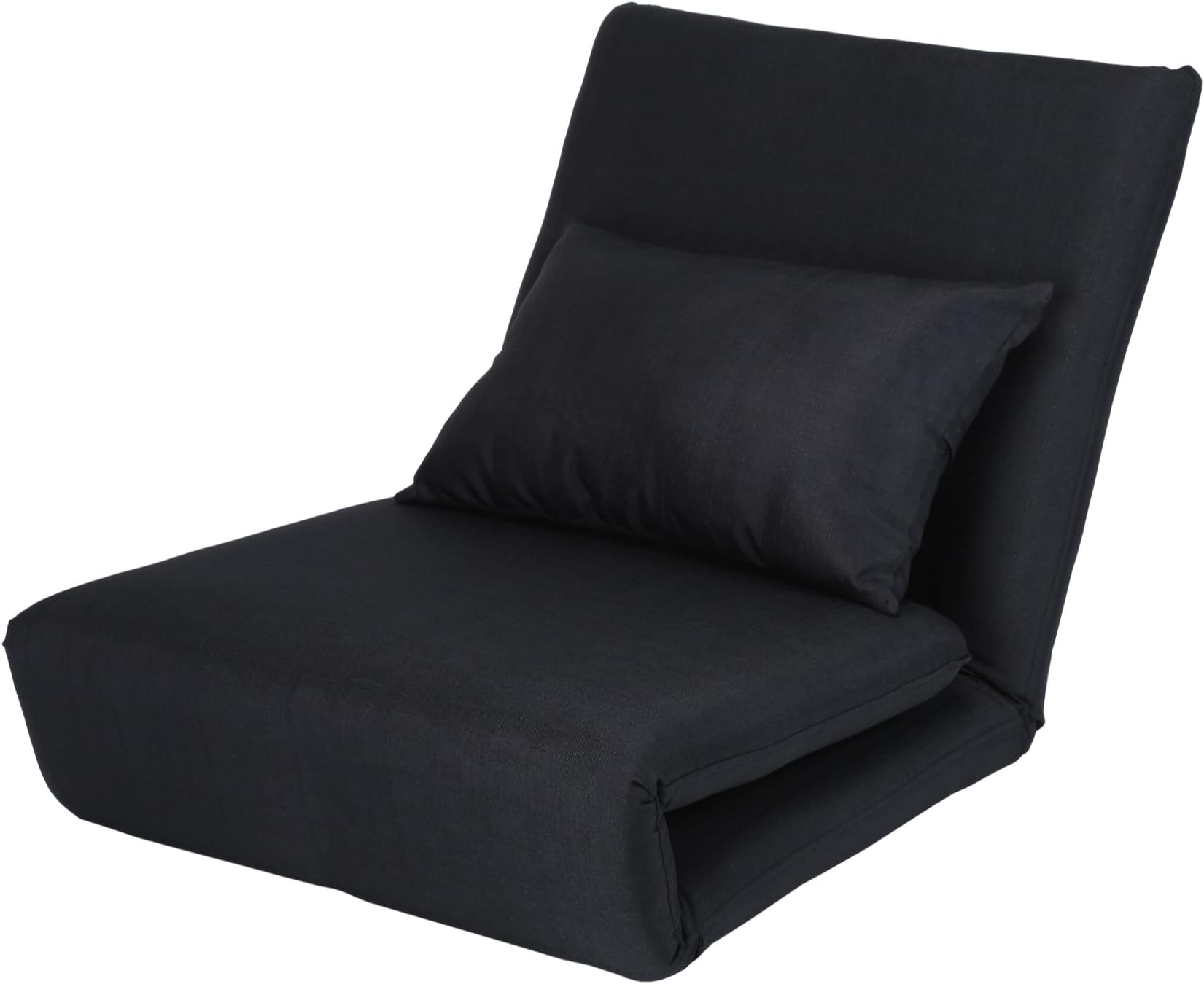 Loungie Black Linen Flipchair - 5 Position Adjustable Back | Convertible | Sleeper | Dorm Bed | Lounger Seat or Sofa