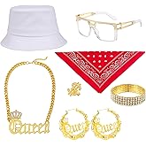 YMO 80s 90s Accessories for Women, Hip Hop Queen Costume Kit Old School Rapper Themed Party 90s Outfits for Women