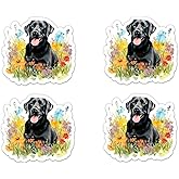 Altok Graphics Pack of 4-3 Inch Stickers - Black Labrador Sticker - Laptop, Water Bottle, Phone Sticker - Waterproof Vinyl - Floral Cute Black Lab Dog Decal