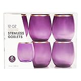 PLASTICPRO 6 Pack Purple With Gold Rim Plastic Wine