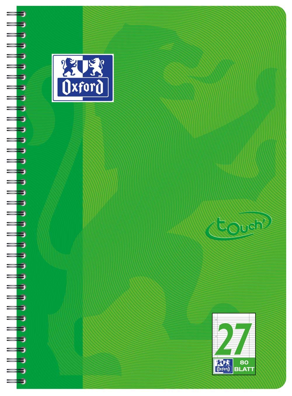 Oxford Touch Notepad A4 Lined with Double Margin 80 Sheets Green