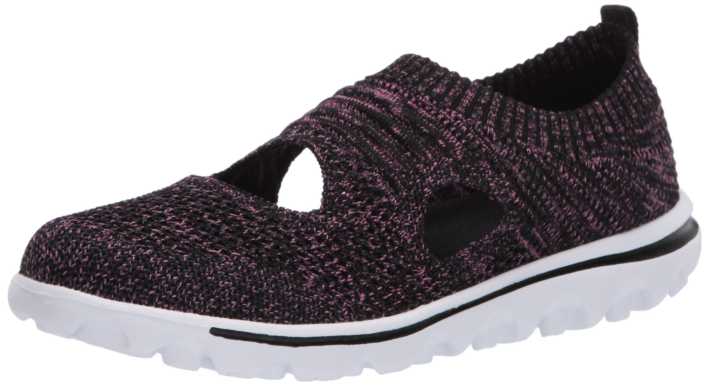 Propét Women’s TravelActiv AVID Slip-On, Black/Berry, 7 X-Wide US