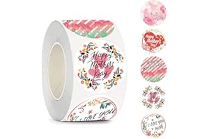 Starboling Mother's Day Stickers,1.5 inch 500 Pcs Happy Mother's Day Gift Labels Stickers,for Envelope Seal Cards Boxes Gift Wrap Mothers Day Party Favors Decorations