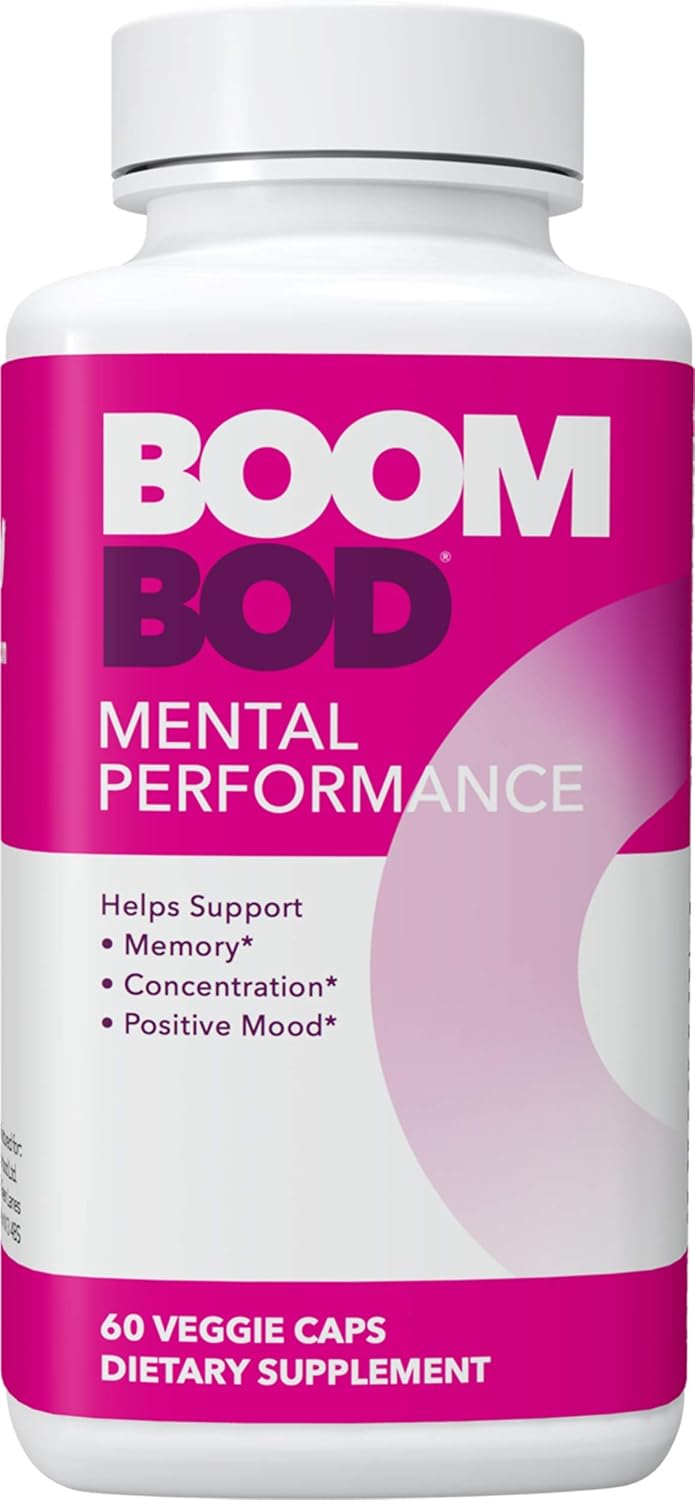 Boombod Mental Performance, Nootropic Supplement - Focus, Concentration, Memory Blend, Positive Mood + Bacopa, L-Theanine, Ginkgo